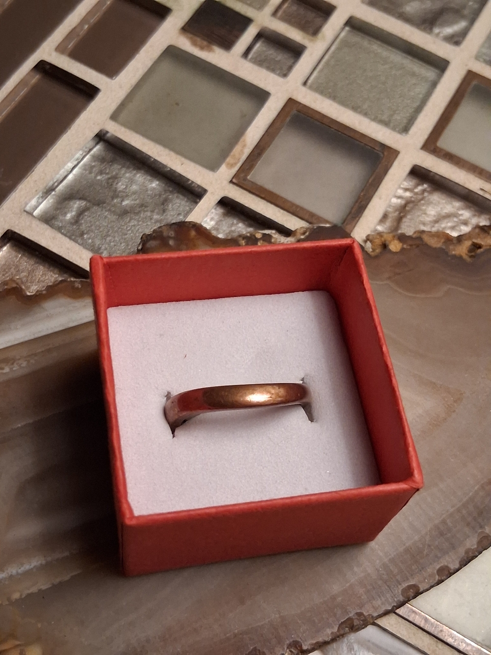 Vintage Copper-Tone Women's Band Ring in Red Box
